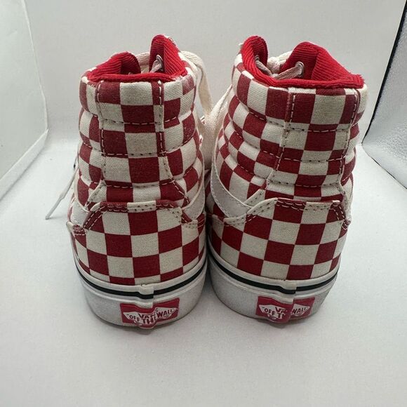 Vans Women’s Red and White Checkered High-Top Sneakers Size 8 - Picture 3 of 8